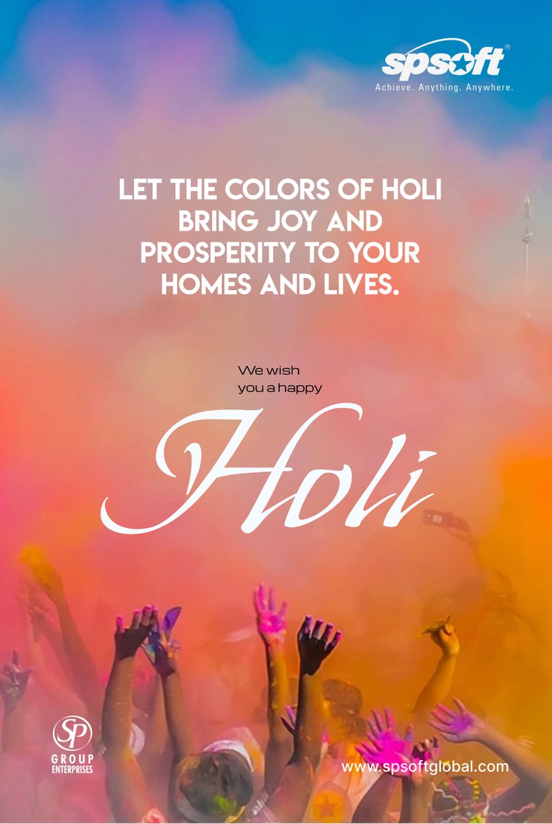 SPSoftGlobal's tweet image. &quot;Happy Holi from #SPSoft! Let&apos;s sprinkle some joy and splash colors of happiness together! May this vibrant festival fill your life with laughter and love. Wishing you all a colorful and joyous celebration!&quot;

#HappyHoli #FestivalOfColors #CelebrateWithSPSoft
