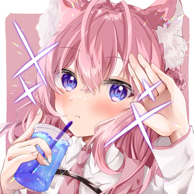 「drinking straw pink hair」 illustration images(Latest)｜2pages