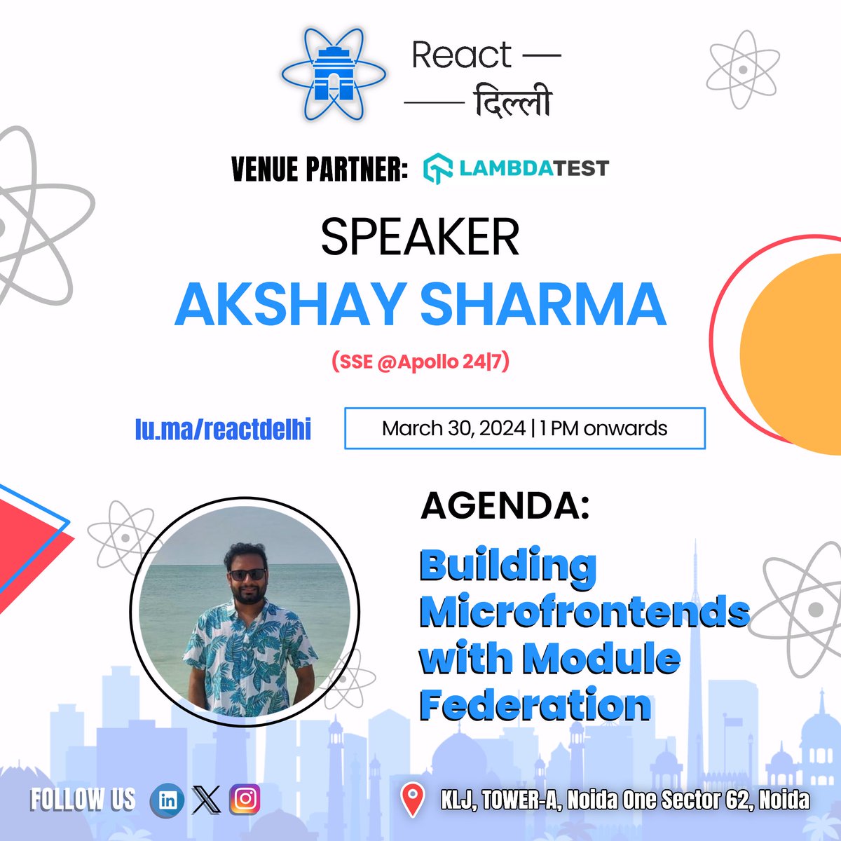 Get ready for Akshay Sharma's talk on Microfrontends with Module Federation! 🏗️💻

link: lu.ma/reactdelhi

#ReactDelhi #reactjs #ReactHeroes #ReactDelhiFTW #DelhiNCR #Delhi