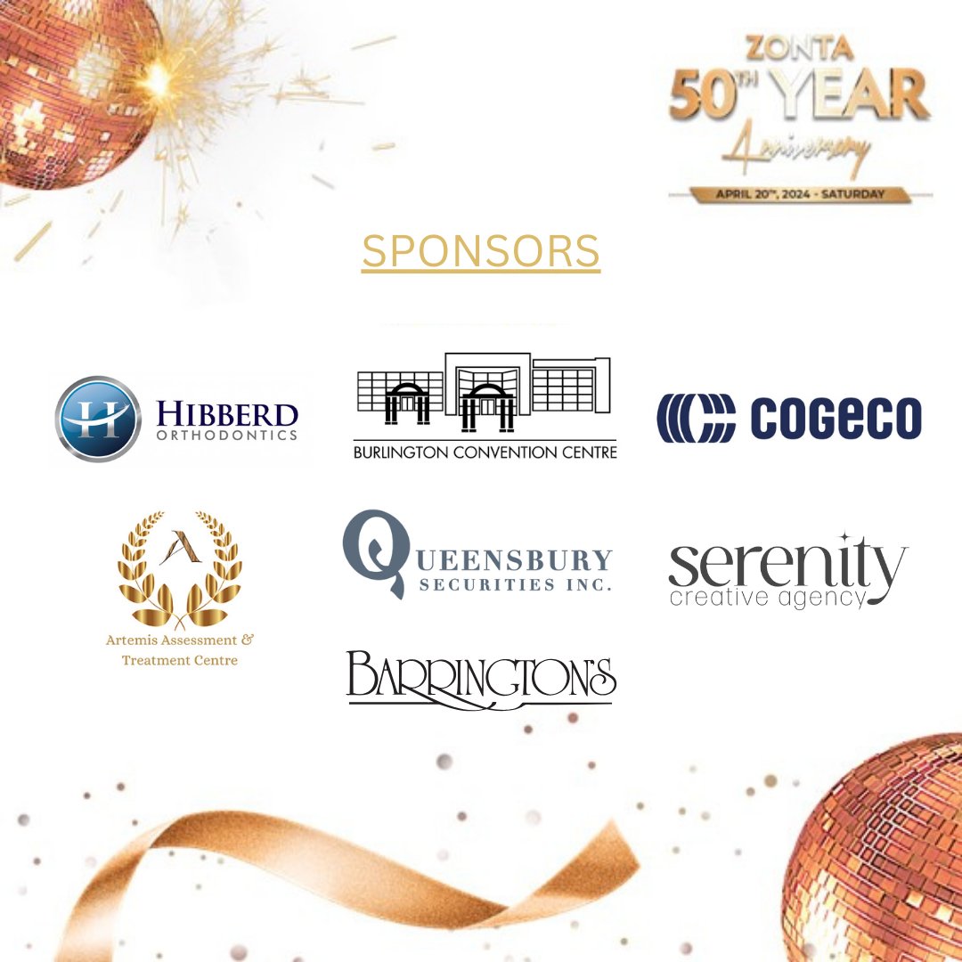 Our upcoming 50th Anniversary event would not be possible without our sponsors so today we would love to extend a huge thank you our SILVER level sponsors! We are so grateful for your support with the Zonta Club of Oakville! eventbrite.com/e/zonta-club-o…