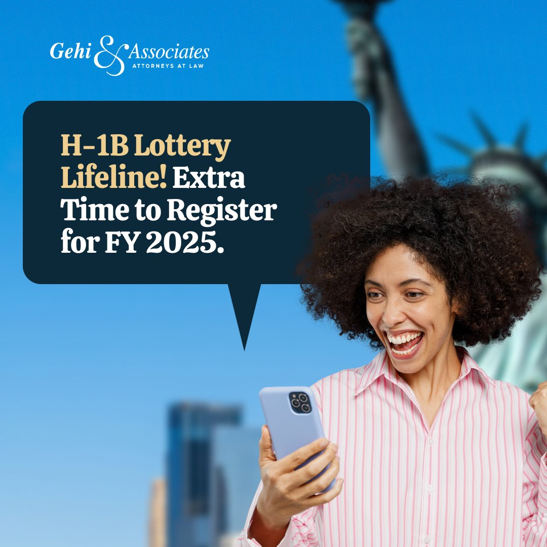 AssociatesGehi's tweet image. USCIS has extended the initial registration period due to a temporary system outage. 

Don&apos;t miss this opportunity! Contact us today for a Free Consultation at gehilaw.com

#uscisupdate #freeconsultation #usvisa