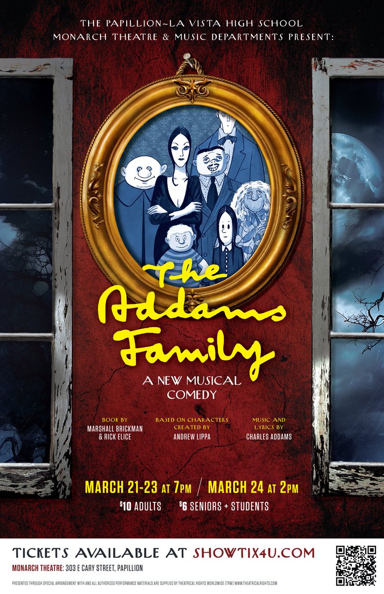 You can still get tickets online for the 2 pm show today! Limited seats at the door! #FamilyFirst #AddamsFamily