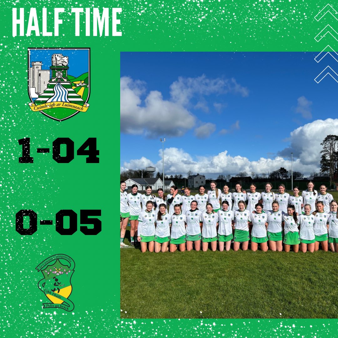 🏆 @ElectricIreland Minor A Shield All Ireland Championship Round 3 @OfficialCamogie 🏆 Half Time Limerick: 1-4(7) @OffalyCamogie: 0-5(5) Unbelievable work from the girls 🔥👏🏻