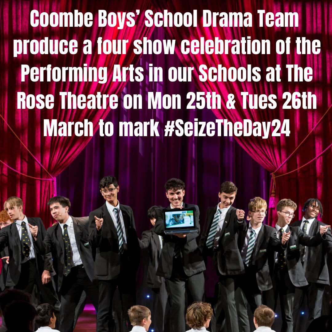 Just one more sleep until these boys take to the stage to help us produce a four show, two day celebration of the Performing Arts in our @CoombeAcademy #MaldenCoombeCluster schools 1000 young people will tread the boards @Rosetheatre to mark #SeizeTheDay24 rosetheatre.org/whats-on/234//…
