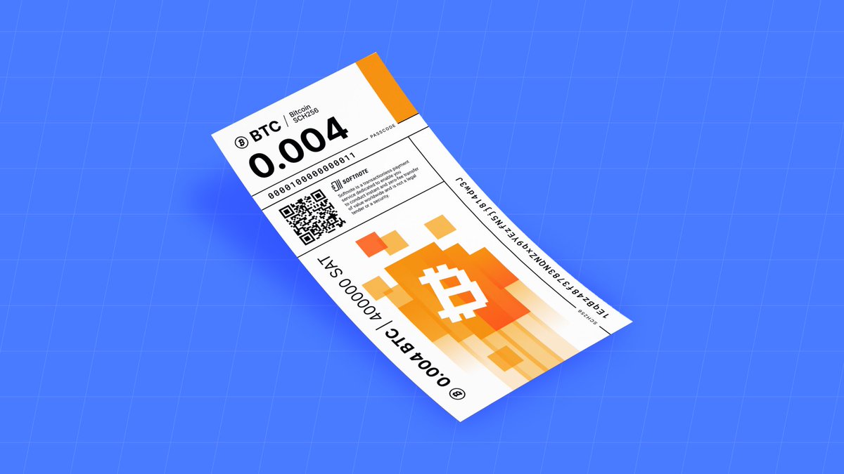 What are SoftNotes? They are digital banknotes that represent ownership of  a Bitcoin wallet. They can be transferred from user to user, using a QR code  or passcode. SoftNotes can be printed