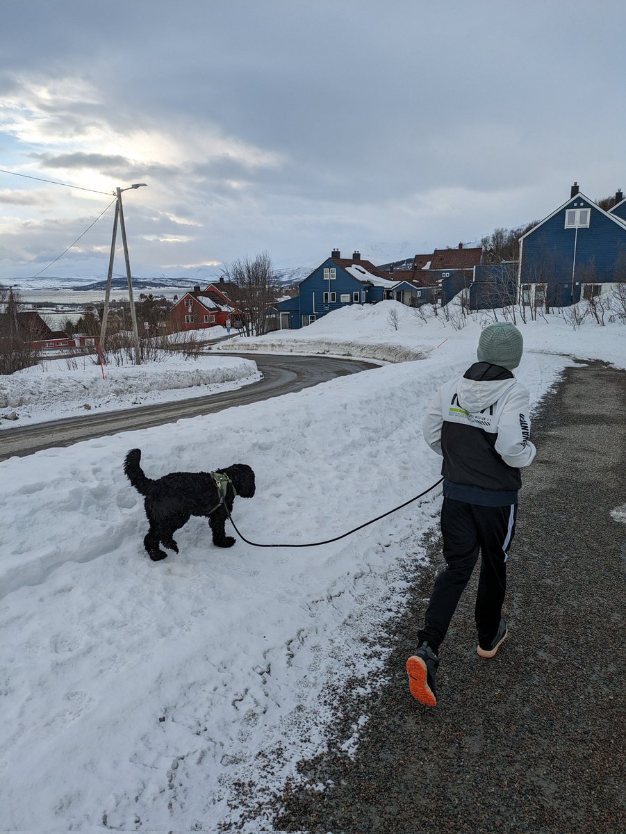 #Running together with my youngest son for the first time, and my dog. #Tromsø #Norway #AustralianCobberdog