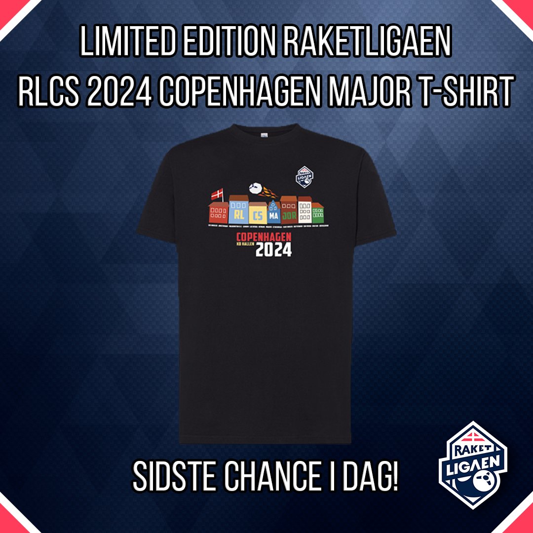 RaketLigaen's tweet photo. Så er det i dag kl. 23:59, at det er SIDSTE chance, for at købe vores Limited Edition RaketLigaen RLCS 2024 Copenhagen Major t-shirt! 👀

Du kan købe vores t-shirt ved at gå ind på nedenstående link 👇
https://t.co/kK2UevcLX0 https://t.co/cTaqxek850