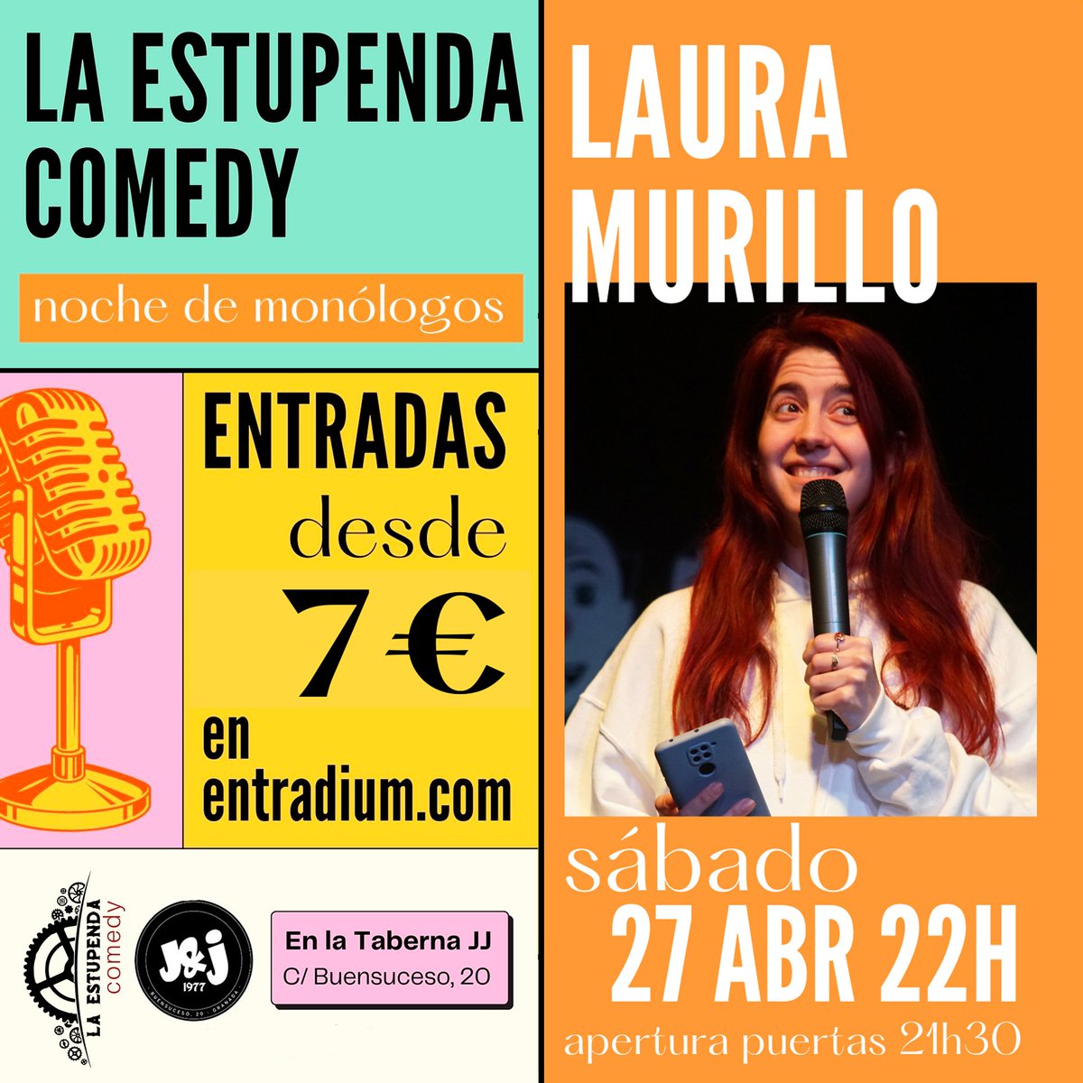 LaEstupendaGrx's tweet image. 🦄 EL SHOW DE LAURA MURILLO 🦄

En abril se estrena la primera hora de stand up de la mejor cómica del planeta 🪐 una hora de monólogo en solitario, va a ser el evento del año, chiquis...

🎟 Entradas aquí 👉🏼 entradium.com/es/events/laur…