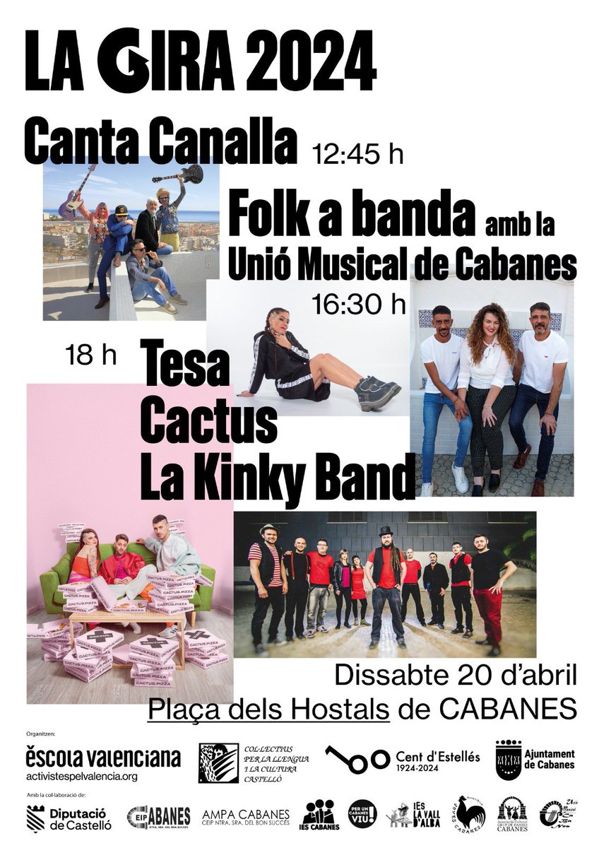 ⭐️Fes un RT si estimes la llengua, la cultura i la nostra identitat com a poble.

⭐️Fes un RT si tu també vindràs el 20 d’abril a Cabanes a demostrar als feixistes que som un poble unit, alegre i combatiu.

⭐️Fes un RT, o no, però baixa al carrer i participa.