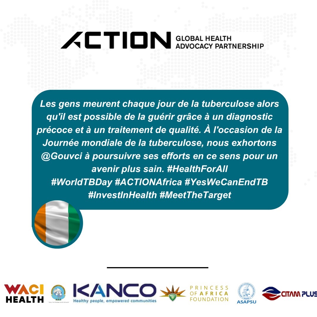 #WorldTBDay 
#ACTIONAfrica
#YesWeCanEndTB 
#InvestInHealth
#MeetTheTarget