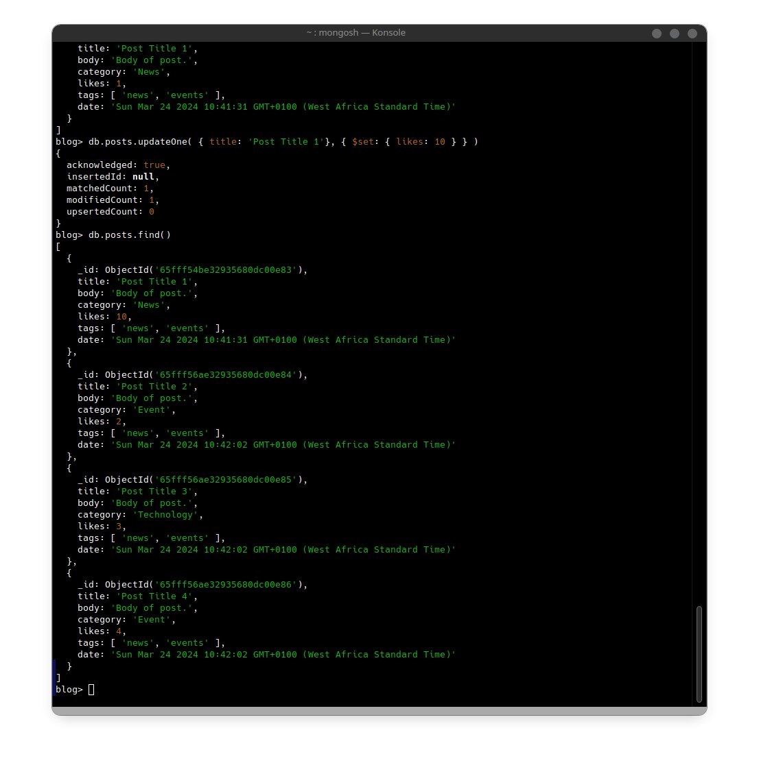 0xGideonBature's tweet photo. #Day12 of #100DaysOfALXSE! 🚀 Set up MongoDB on my Linux, mastered database & collection management, and dove into CRUD operations, also grasp the concept of Data Intergrity using validator & combining DB operations using Aggregate functions. Thanks to w3schools exercises.📚💾 https://t.co/KWBmBa2XHG