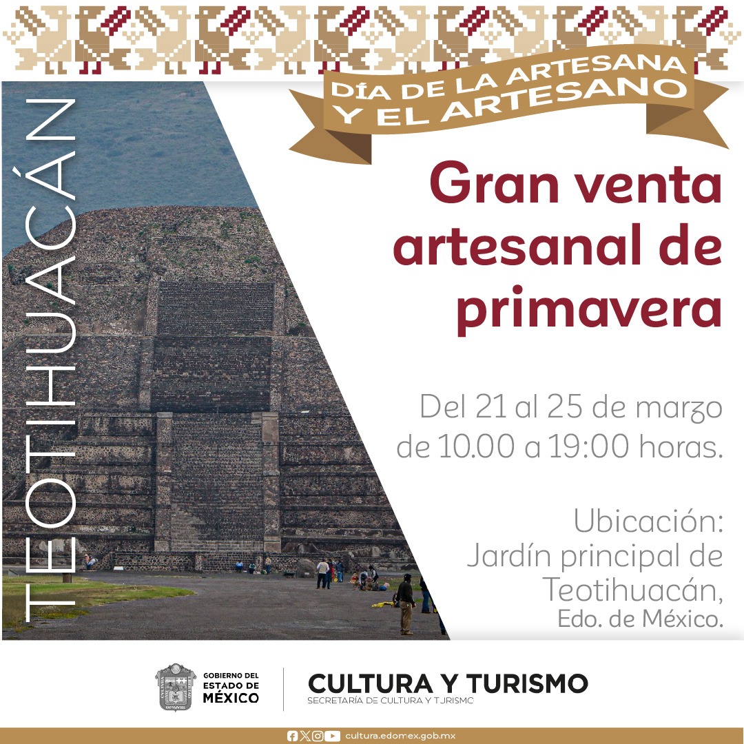 iifaem's tweet photo. En el marco del Día Internacional de las Artesanas y Artesanos te invitamos a la “Gran Venta Artesanal de Primavera” en las siguientes sedes: #Teotihuacán, #CentroCeremonialOtomí, #Malinalco, #Tenango y #Otumba.
           ¡Te esperamos! https://t.co/ZlgQA82l1v