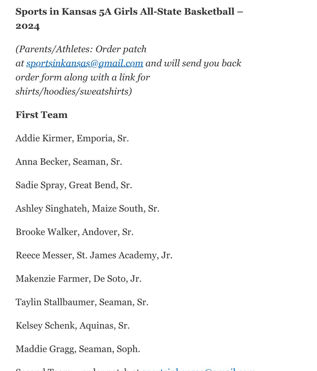 GraggMaddie's tweet photo. I know there are a lot of players that you watch and I am honored to be chosen for 1st team by both @UnitedKSConf &amp; @sportsinkansas! https://t.co/BvWQ2ZWE2z
