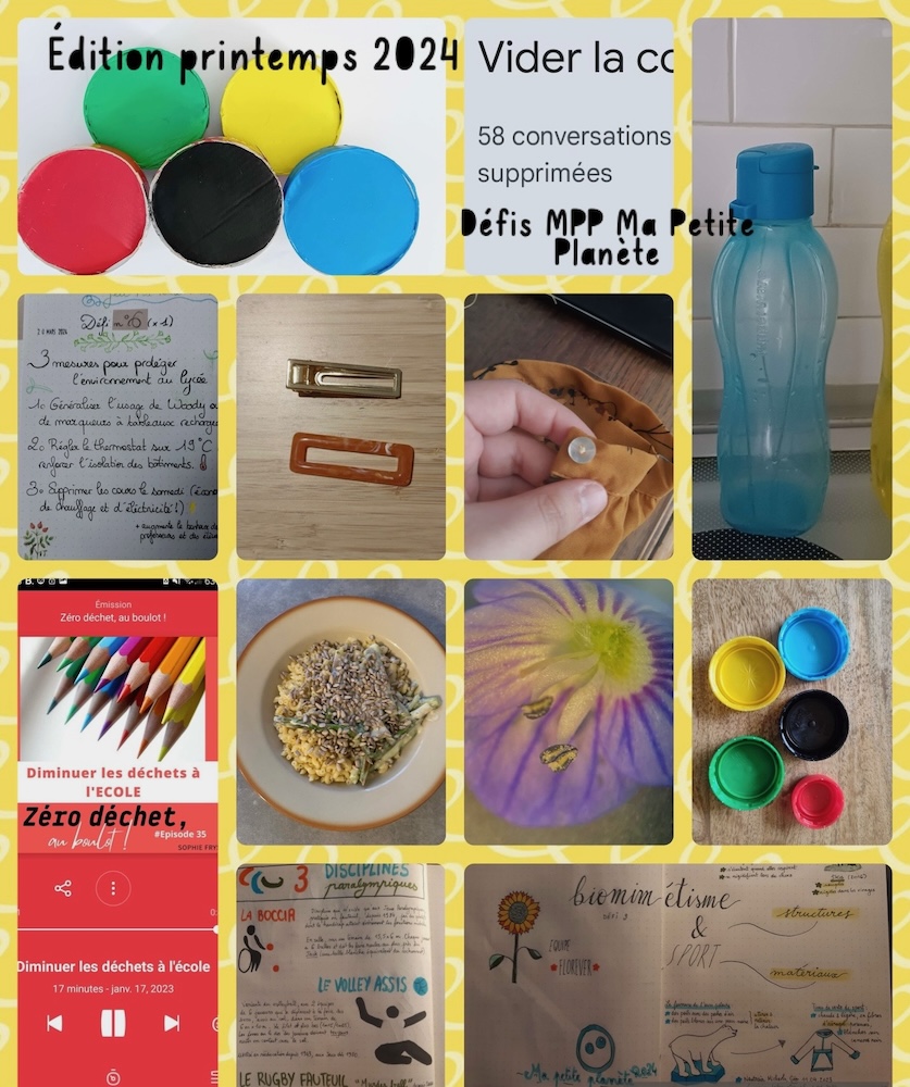 Défi @MaPetitePlanete - semaine 2
Le <a href="/LyceeChLeChauve/">Lycée Charles Le Chauve</a> reste très mobilisé pour poursuivre les défis ; voici un récapitulatif en images pour le deuxième semaine : on répare, on recoud, on écoute des podcasts, on cuisine, on trie ! 🌍🌹🌻♻️🪡🧵