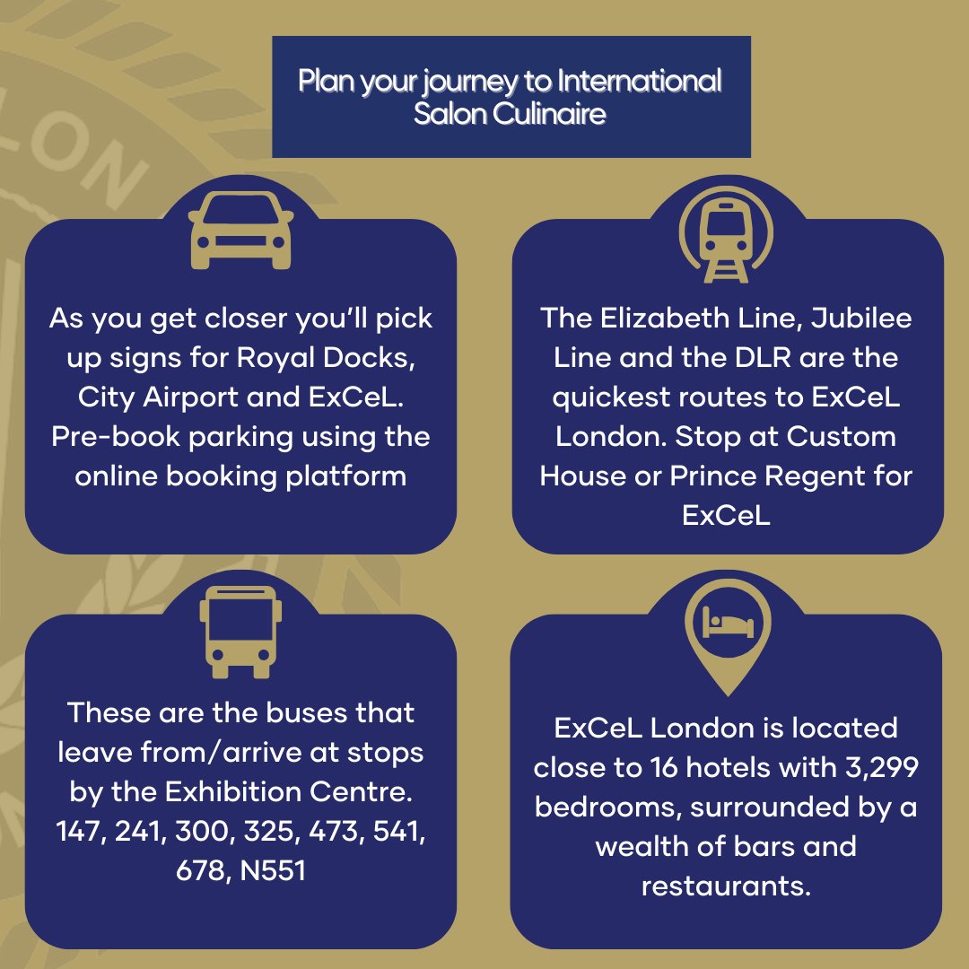 If you're unsure how to get to us this week, don't worry, we've got you! Whether you're travelling by car, bus or train, find our full explanations of how to get to us here >> bit.ly/43kasb3 #salonculinaire #transport #hospitality #HRC24