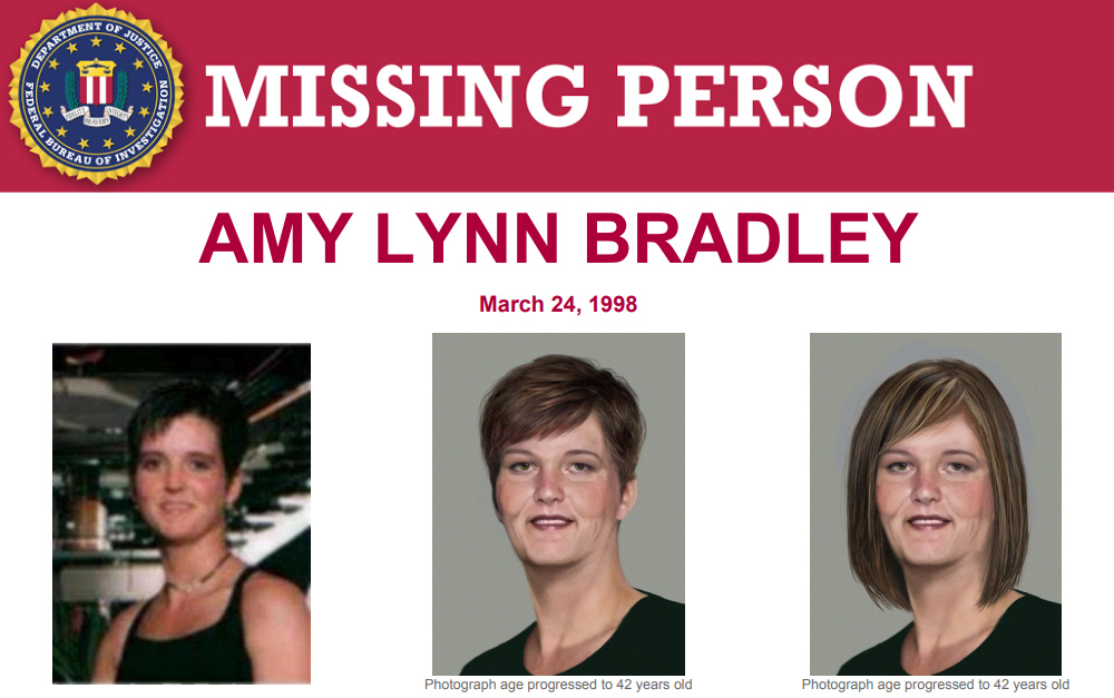 FBIMostWanted's tweet photo. The #FBI offers a reward of up to $25,000 for info leading to the recovery of Amy Lynn Bradley &amp; info that leads to the id, arrest, &amp; conviction of those responsible for her disappearance from the cruise ship Rhapsody of the Seas on March 24, 1998: https://t.co/fRqg4CTVjz https://t.co/FvWCmcg3bI
