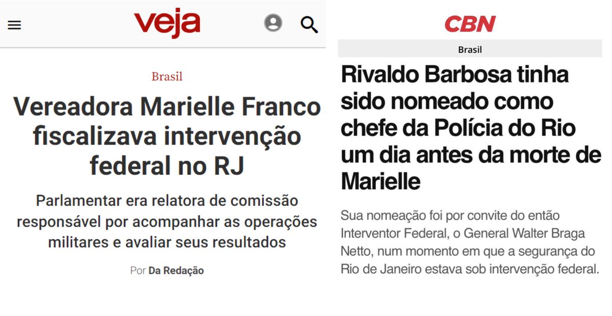 lazarorosa25's tweet photo. - Marielle Franco começa a fiscalizar irregularidades em intervenção federal comandada pelo General Braga Neto.

- Braga Neto coloca o Delegado Rivaldo Barbosa como chefe da Polícia do Rio.

- Delegado Rivaldo Barbosa manda matar Marielle Franco um dia após tomar posse.

Precisa dizer mais alguma coisa?

BOLSONARISMO MATA