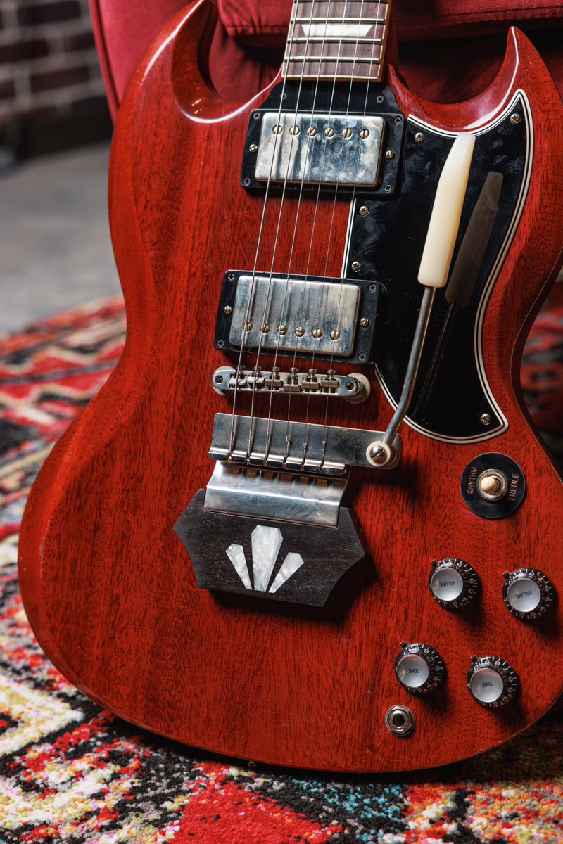 The Red Devil Gets a Twisted Tail Check out this expertly crafted 1962 Les Paul SG Standard in Cherry and MORE stunning new arrivals and exclusives, HERE: ow.ly/2vVK50QQyw1 #gibson #gibsoncustom #newarrivals