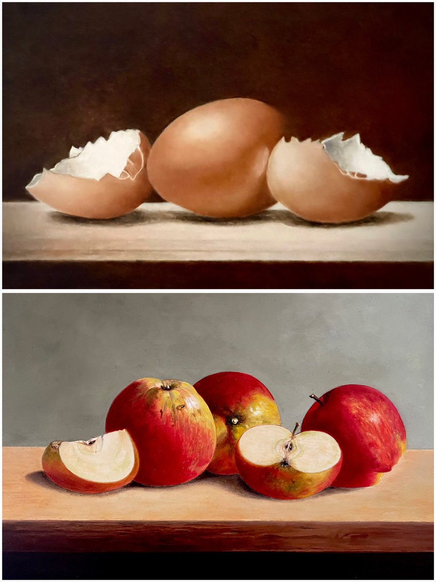 These are two of my recent still life paintings 🎨 #eggs #apples #stilllife #oilpainting #art #artistsonx