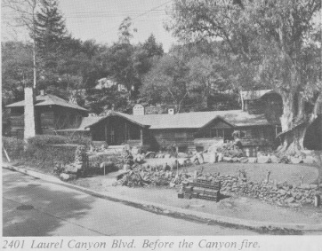 Joni Mitchell's incorrect story is all over the web. She says her mother saw nude girls in boats on a lake at Frank Zappa's log cabin. It was not his house but the house in between that is still there. The log cabin, at 2401 Laurel Canyon burned down. Here is what it looked like.