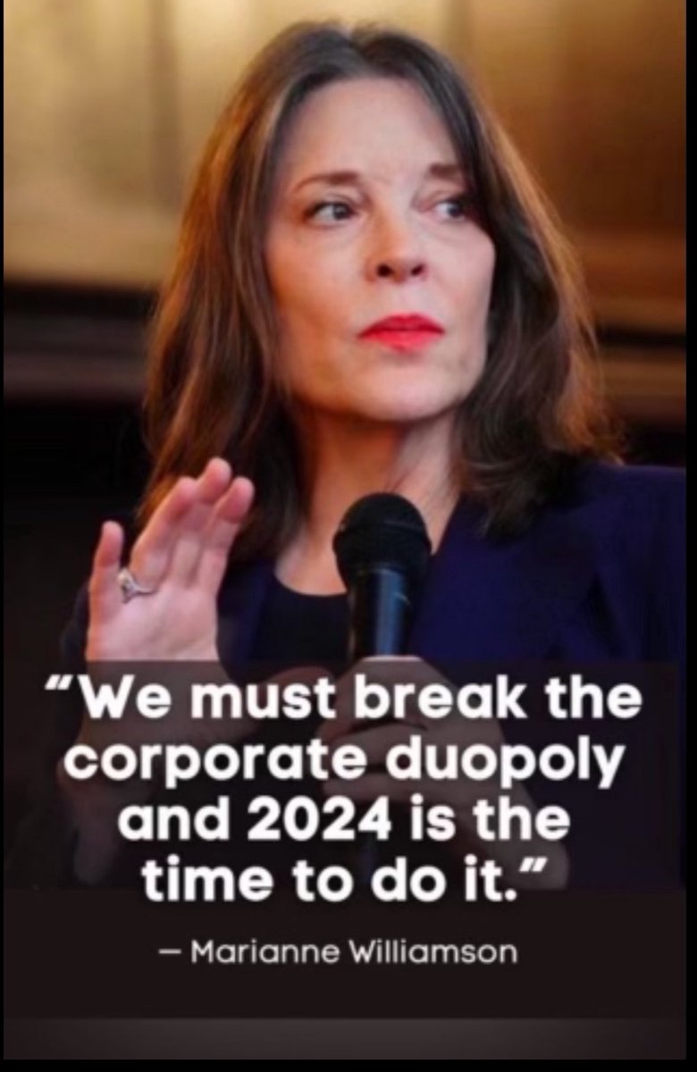 sandyjfisher's tweet photo. “In so many ways-corporate America has been handed the keys to the kingdom.”
Marianne Williamson
#Marianne2024
#SmashTheMachine https://t.co/V1q34gPLOo
