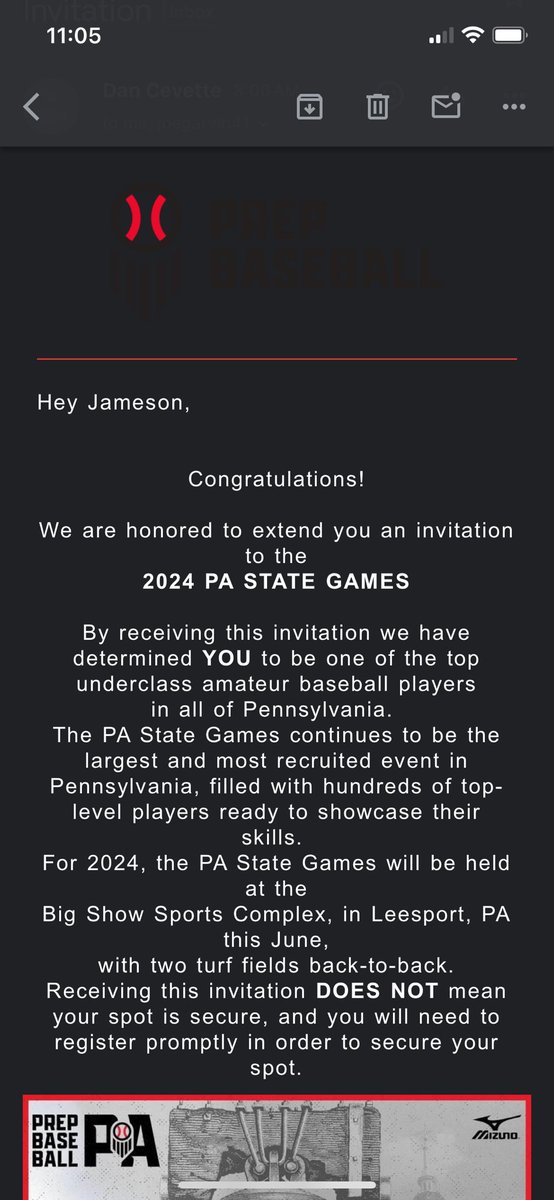 Thankful to be invited to the <a href="/PrepBaseballPA/">Prep Baseball Pennsylvania</a> PA state games