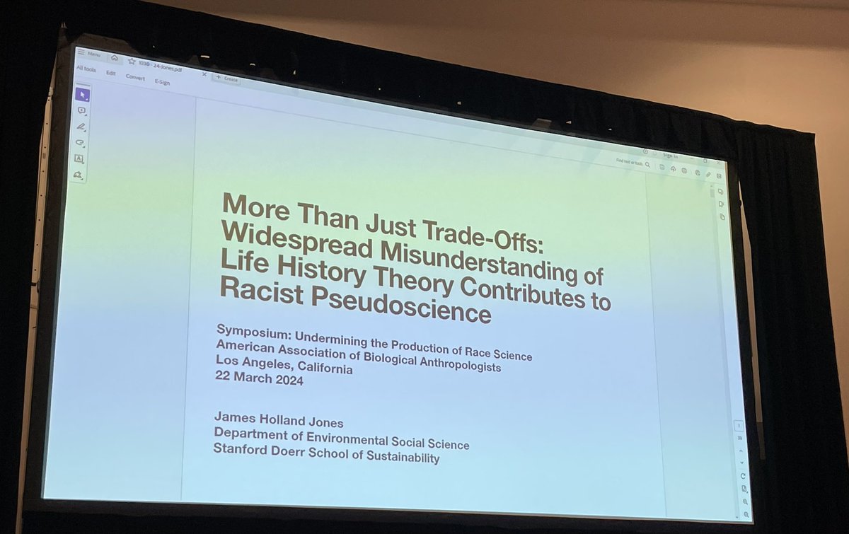 RebeccaSear's tweet photo. Stop using life history theory in the evolutionary human sciences 🛑

A convincing case was made for this argument by organiser Jamie Jones #AABA2024 https://t.co/mRCQh4tYdb