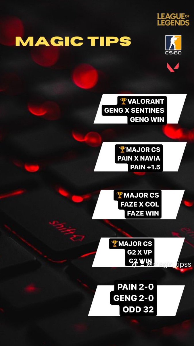 Magic_tipss's tweet image. ESPORTS HOJE!