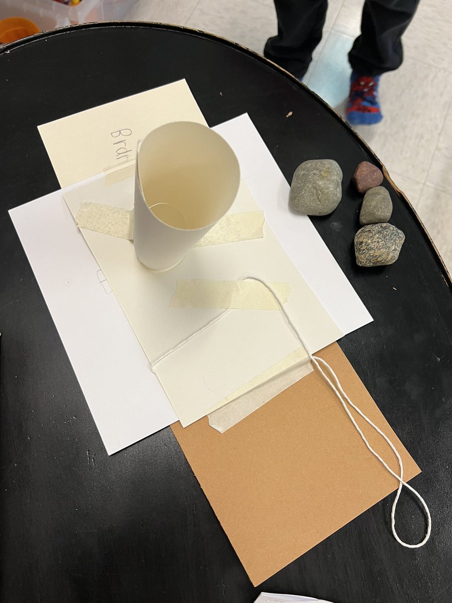 🪨🪨Paper, tape, staples, and string = materials that could be used to create a model that could push or pull the rocks from one place to another🪨 🪨 <a href="/PLTWorg/">Project Lead The Way</a> <a href="/KMElem/">KM Elementary School</a>