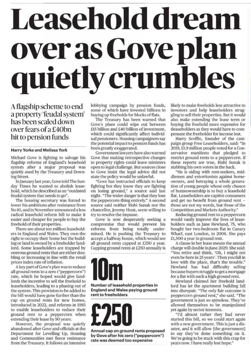 Sunak’s decision to side with the pension funds who invested in this evil practice rather than with their victims tells you all you need to know. Only a Labour Government will abolish this feudal system of Leasehold.