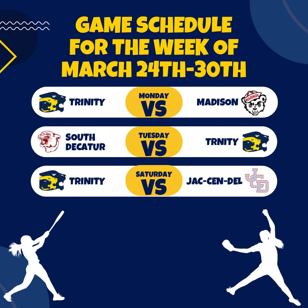 Game schedule for the week.