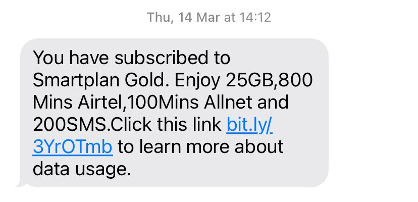 Between 10th March to yesterday 23th (10 days) I have used 37 Gbs of data, as in 37 Gbs of day, that’s an average of 3.7Gbs everyday. Thank you <a href="/Airtel_Ug/">Airtel Uganda</a>. <a href="/SpireJim/">Jim Spire Ssentongo</a> <a href="/AAgather/">Agather Atuhaire</a> we need a telco exhibition. 
<a href="/UCC_Official/">UCC</a>