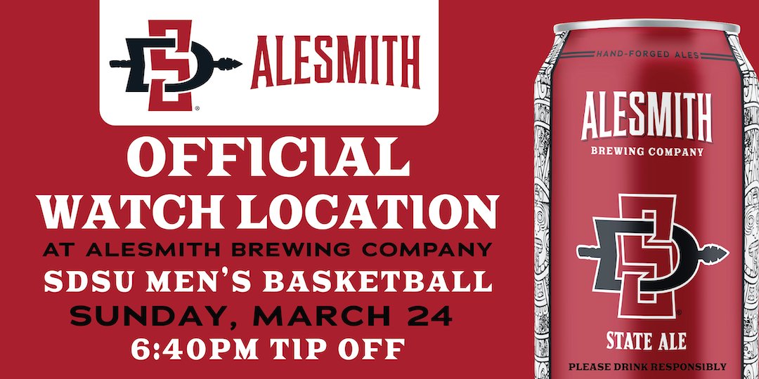 We'll be playing tonight's game on our TVs with sound. $5 pint specials of State Ale during the game. 🏀 Hope to see you there! #GoAztecs 🔴⚫️ Eventbrite page 👉 bit.ly/3PCb0Dj