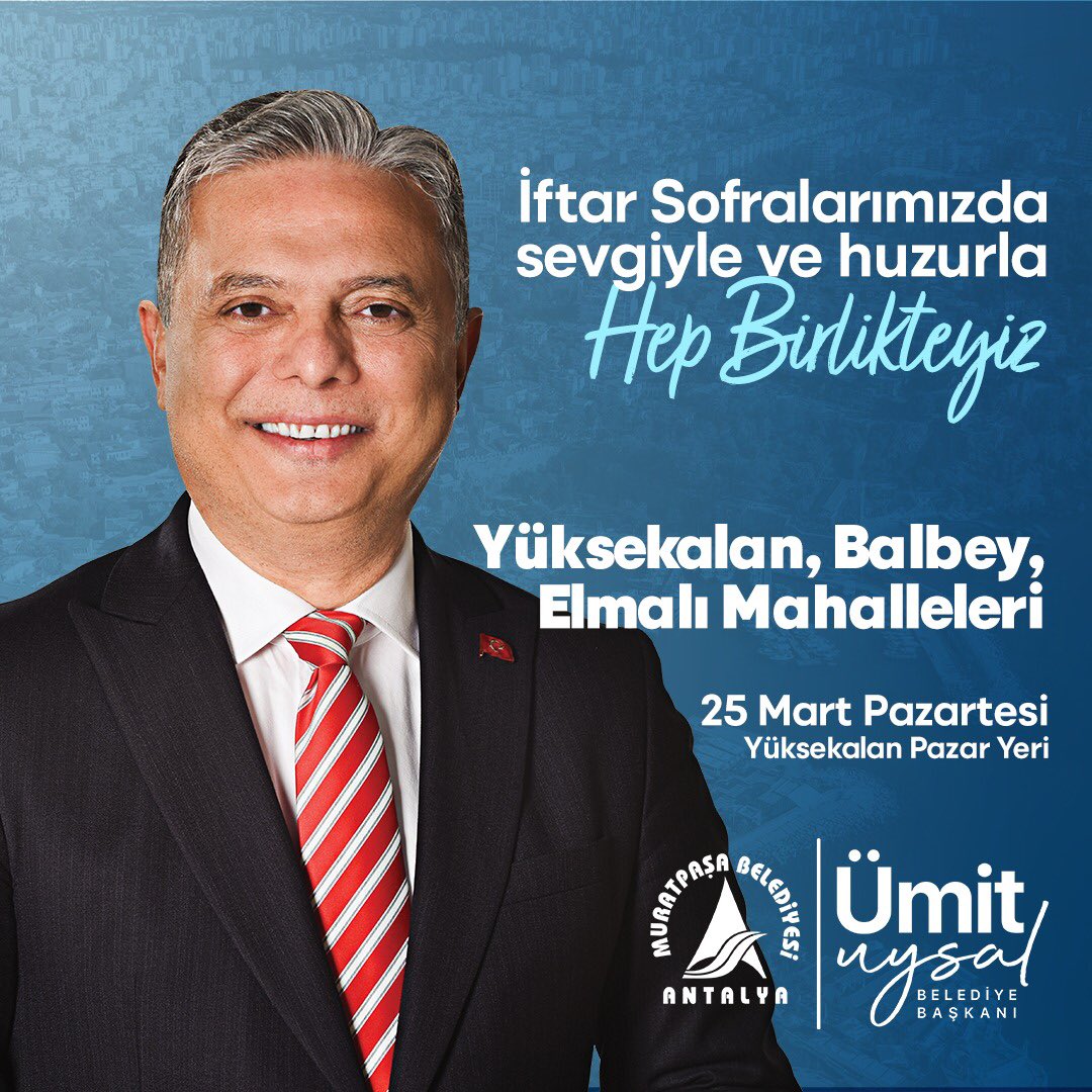 Av_umituysal's tweet photo. İftar Sofralarımızda sevgiyle ve huzurla hep birlikteyiz.
Yarın Yüksekalan, Balbey, Elmalı Mahalleli komşularımızla İftar Soframızda bir araya geleceğiz. Tüm komşularımı bekliyorum.
📆 25 Mart 2024
📍 Yüksekalan Pazar Alanı https://t.co/BJV5J8o2L9