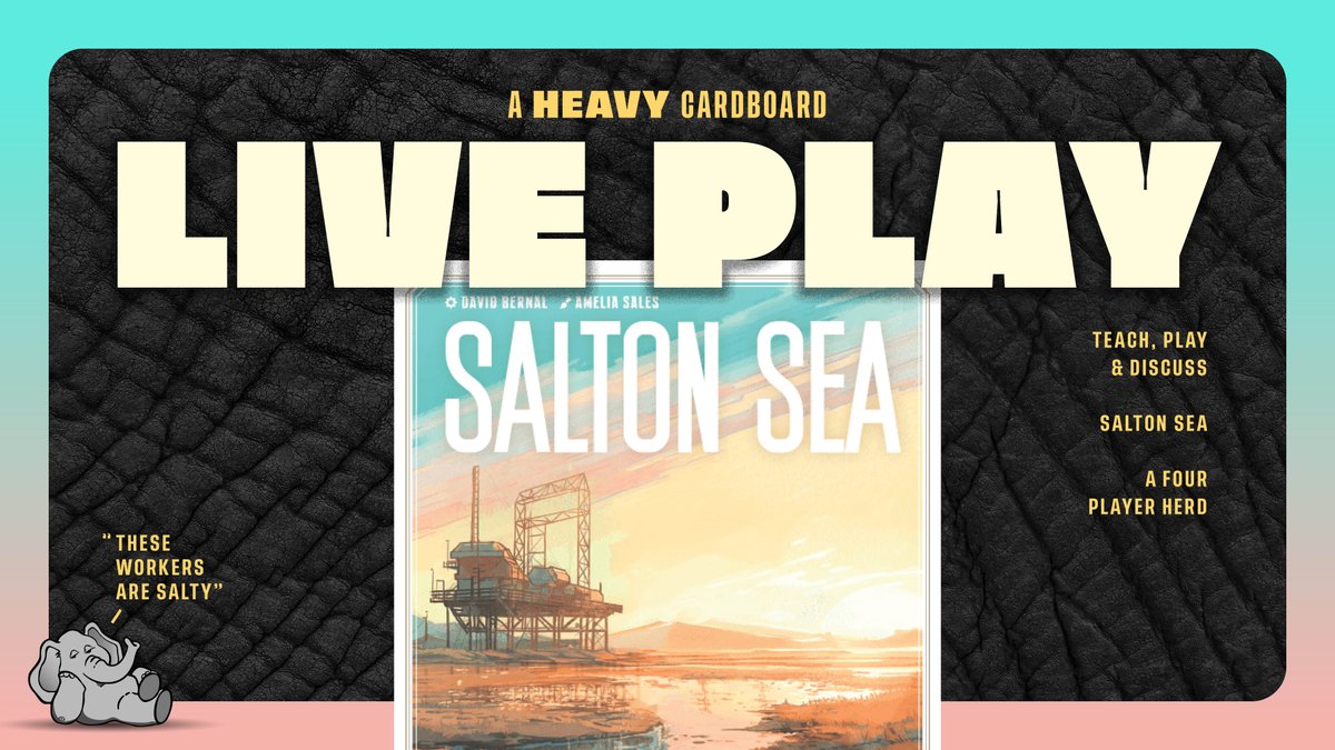 #SaltonSea is a hard game in all the ways you want a heavier game to be. 

We're streaming it today, just a few minutes after Noon EDT, if you'd like to see exactly what I'm talking about!

youtube.com/live/VNbmxi3Xp…

&

Twitch.tv/heavycardboard

Come for the game, stay for the GtRs!