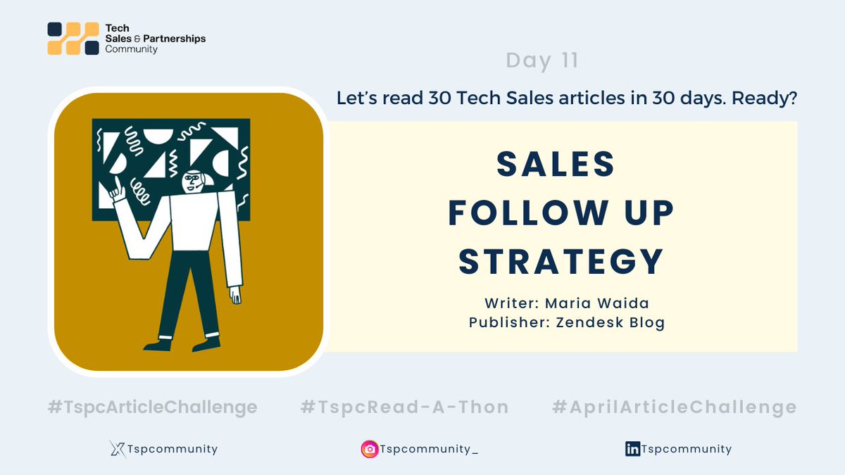 Tech Sales Read-A-Thon🚀 Day 1️⃣1️⃣

Retweet today’s article for Tech sales pros/aspirants on your TL✅

Learn 4 tips to improve your Sales Follow-up Strategy
🔗zendesk.com/blog/ultimate-…

#TspcArticleChallenge #AprilArticleChallenge #TspcReadAThon #TechSalesArticleChallenge