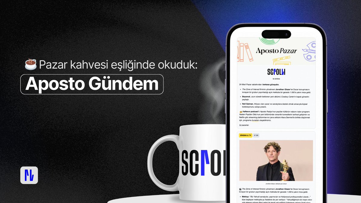 ☕️ Pazar okuması:

Bugün, <a href="/apostonews/">Aposto</a> bültenindeydik! Aposto, karmaşık bir çağda dünyayı daha iyi anlamamızı sağlayan yayıncılığı ve Türkiye’de yeni nesil medyanın gelişimine verdiği katkılarla her daim başucumuzda.

Keşfet: aposto.com/i/romantik-kom…