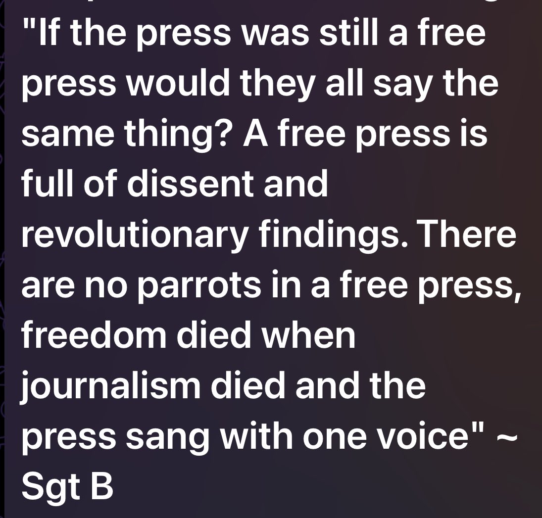MissIN_Decent's tweet image. …freedom died when journalism died and the press sang with one voice. - Sgt. B
#Birdsong #OP8