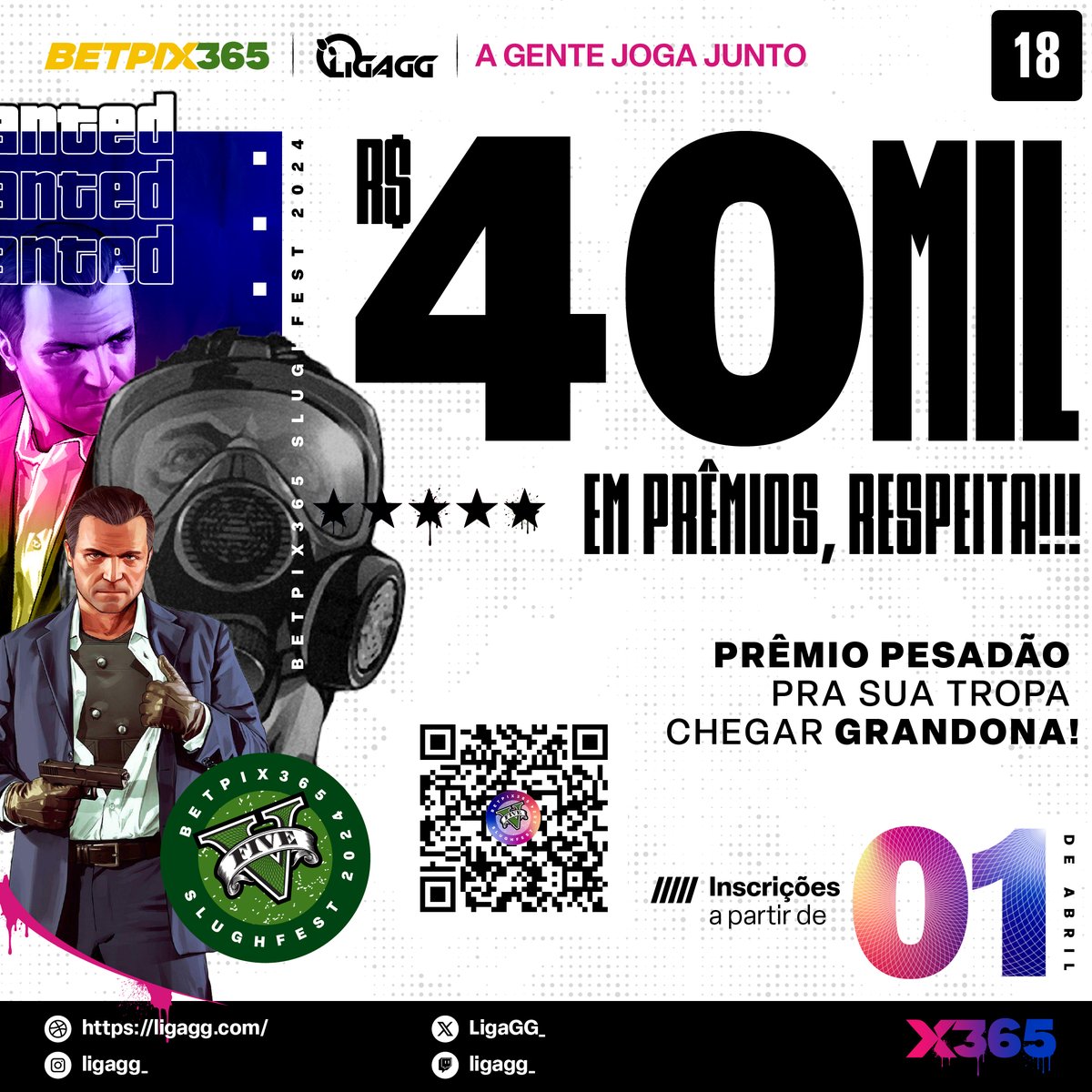 RESPEITA!!! Prêmio pesadão pra sua tropa chegar grandona!

GTA como você nunca viu!

BETPIX 365 SLUGFEST é o evento de GTA battle royale, bancado por quem é rei dos games.

ligagg.com/x365/
<a href="/Slughfest/">BetPix365_Slughfest</a> 

#GTAV #GTAOnline #battleroyale