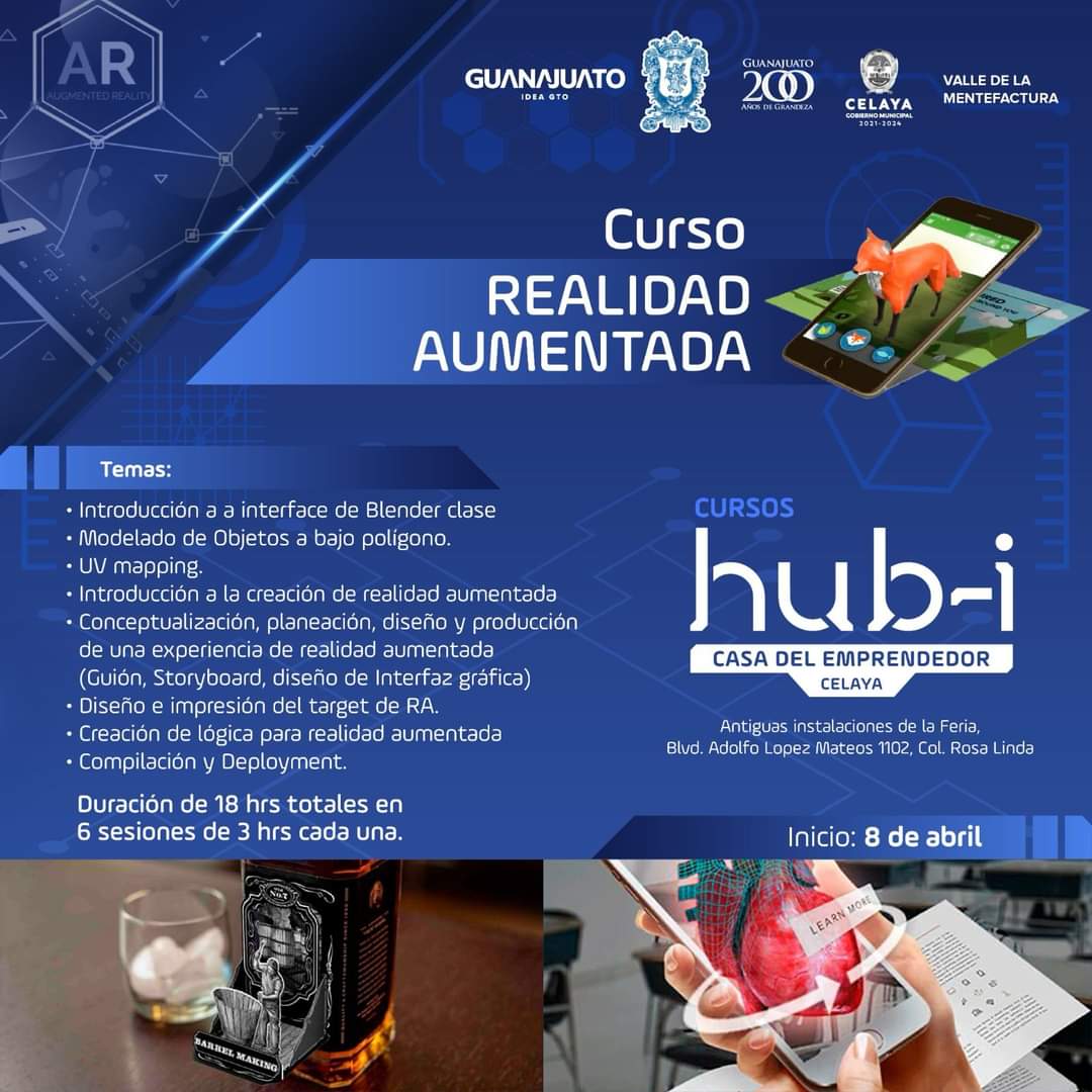 casyopea's tweet image. ¡Bienvenido al emocionante curso de realidad aumentada con Blender!
Consulta las bases 👉🏼 idea.guanajuato.gob.mx/convocatorias/
¡Hasta el 4 de de abril  2024 para aplicar!   
CUPO LIMITADO 
Disponible modalidad presencial Hub-i  Celaya.
Link directo para inscripción 
forms.gle/2dREFSKyxAJrFC…