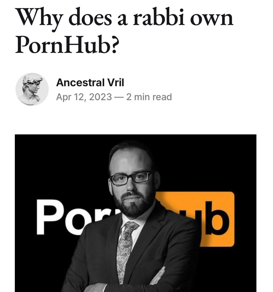 Let me know when you see a priest or an imam own a porn site. I'll wait.