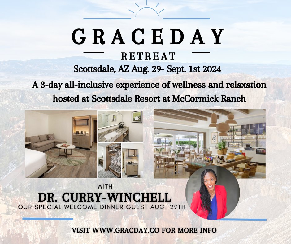 Join me at the All-Inclusive GraceDay Retreat in Scottsdale, Arizona, this Labor Day weekend! 🌿 Aug. 29th - Sept 1st, 2024. Register now at graceday.co. #GraceDayRetreat #Retreat #Arizona #ScottsdaleArizona #Dr_BCW #BeyondClinicalWalls