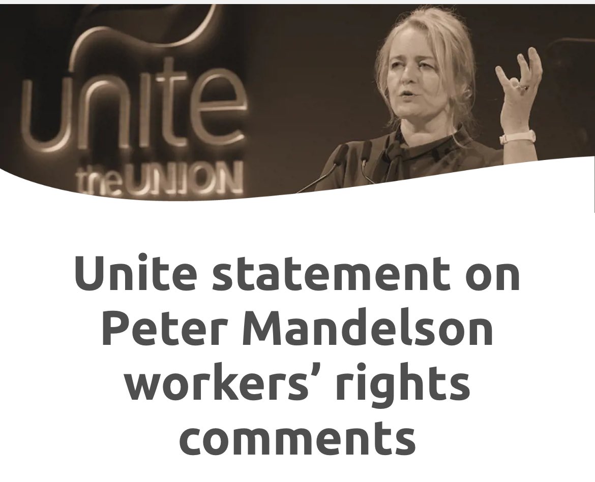 Peter Mandelson earns his corn working as a consultant for private corporations.  His constant attacks on workers' rights seem to be driven by his personal financial interests as well as his outdated desire to see Labour reduced to a 1990’s neoliberal tribute act... 1/3