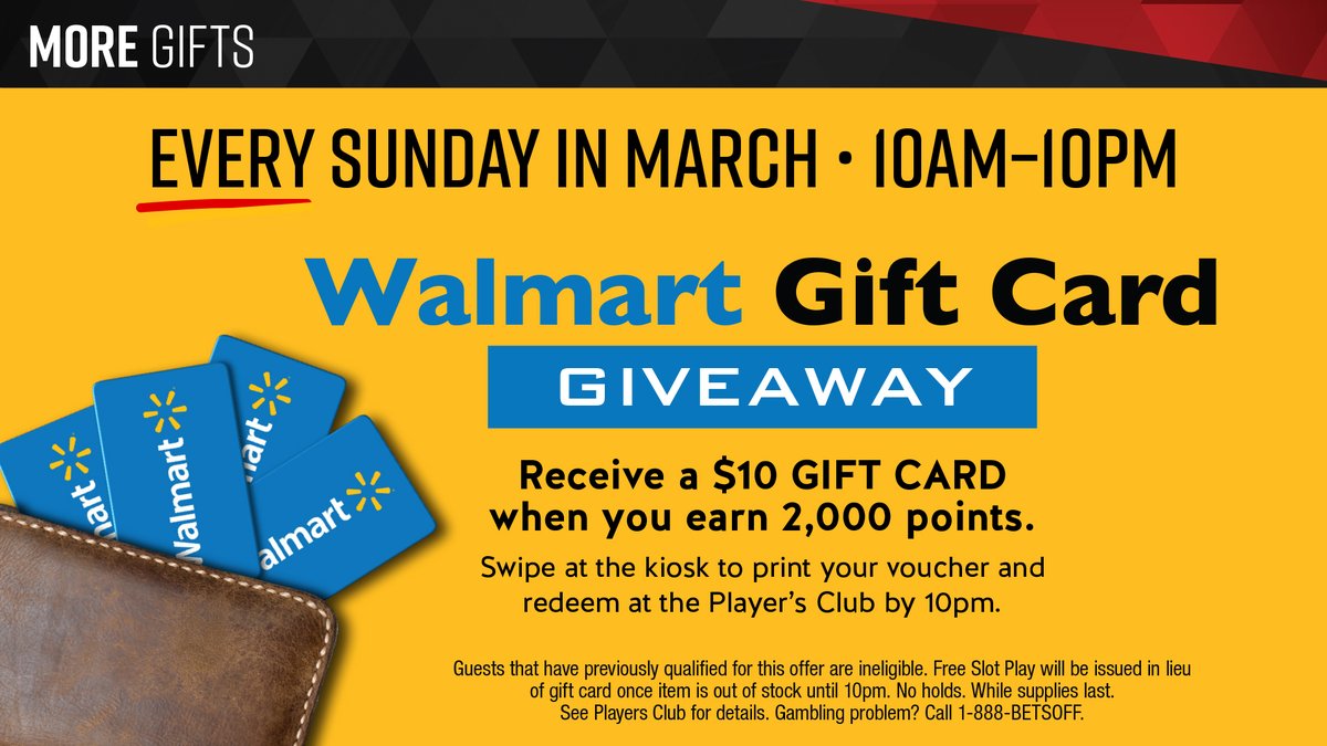 MarkTwainCasino's tweet image. Pick up your Walmart Gift Card today!
#marktwaincasino #giftcards #pickuptoday