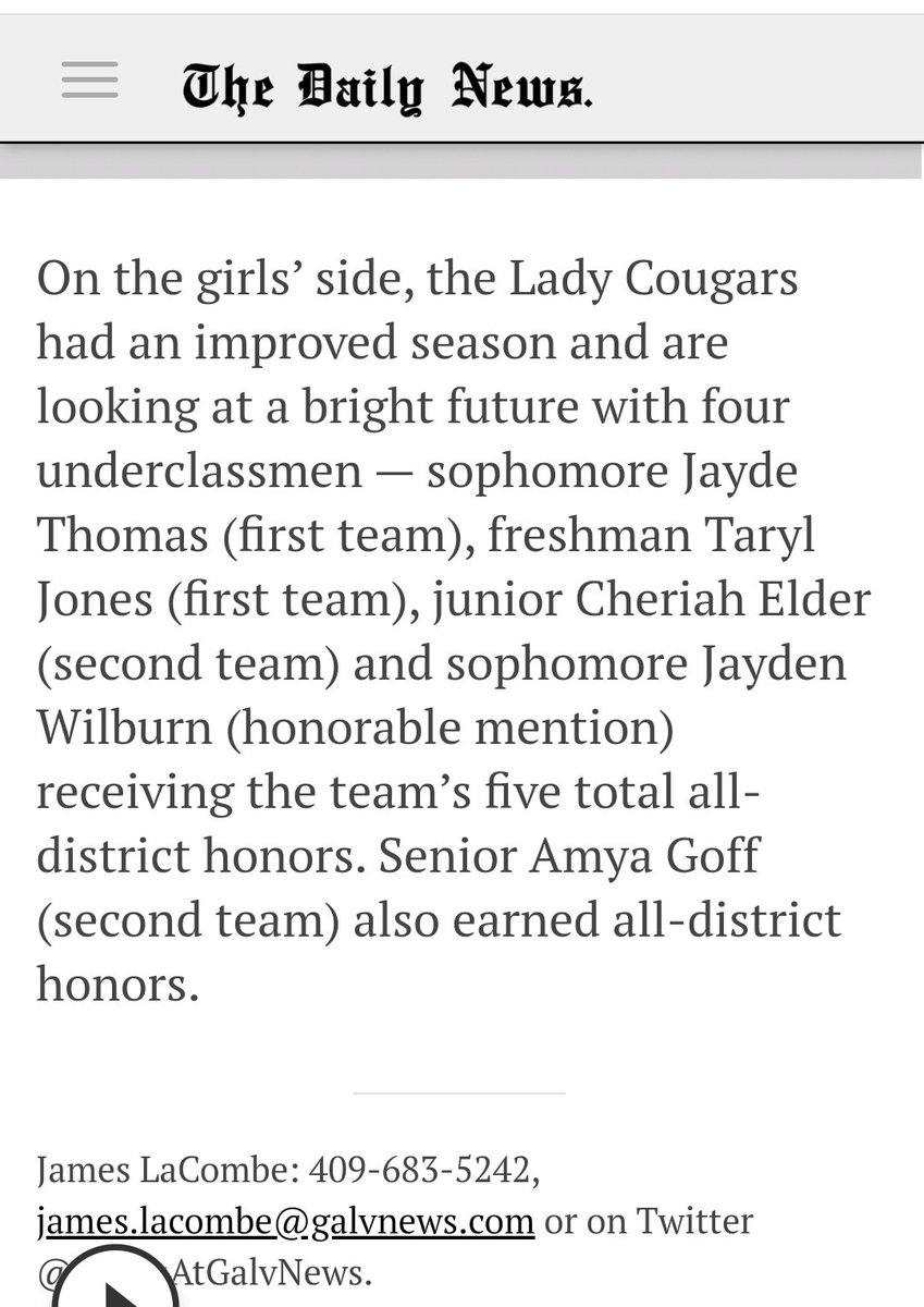 My babygirl made the Galveston Daily News🤗
#JaydeThomas🏀