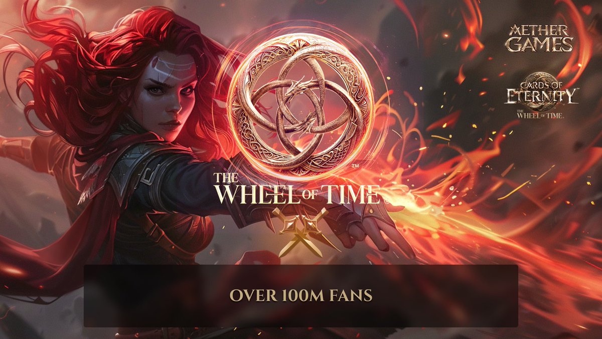 AetherGamesInc's tweet photo. ⚔️Celebrating a titan of fantasy! "The Wheel of Time" has enchanted over 100M fans worldwide with its rich tapestry of mythology and magic, spanning 15 books over 23 years. 

Now, Aether Games brings this multi-billion dollar franchise to life in the official Wheel of Time TCG @AetherTCG fueled by $AEG 

Join us and be part of the legend.. #WheelOfTime #AetherGames