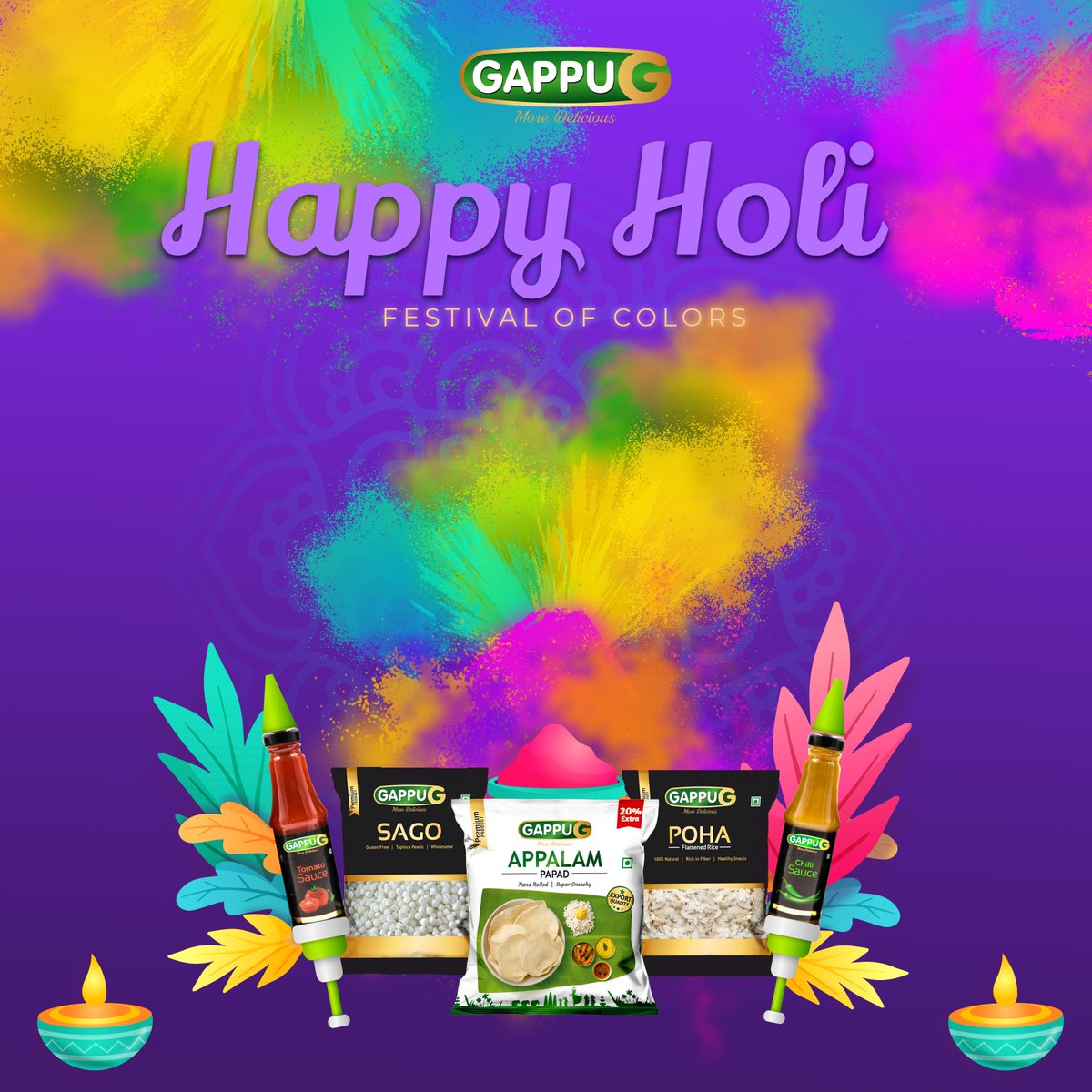 GappuG_Food's tweet photo. Color your Holi #celebrations with #GappuG's flavorful delights! #pickles #sauce #snacks #products #holi #Spices #holi2024 #flavors #india #colorful #festival #festive #color #happyholi #celebrate #joy #happiness #splash #viral #holistic #food #foodie #occasion #FestiveSeason https://t.co/xi7PDnSt2V