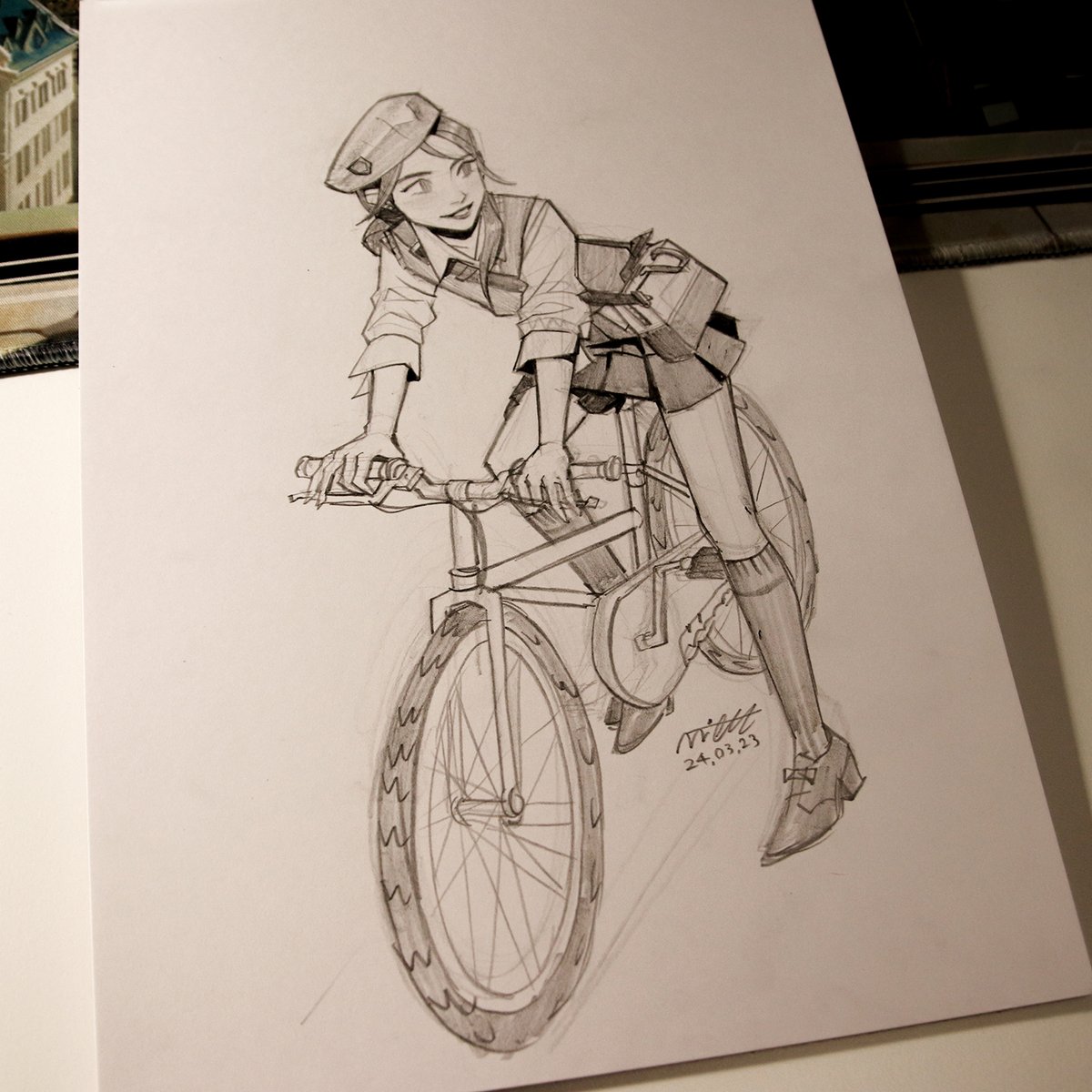 Daily sketch - Bicycle #sketch #drawing #miacatsketch #bicycle