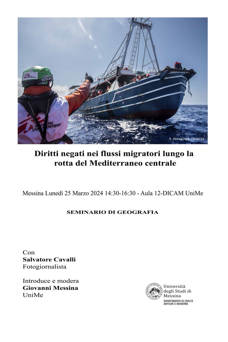 Domani sarò all'#UniversitàDiMessina per parlare dei diritti negati nei flussi migratori lungo la rotta del #Mediterraneo centrale

#photojournalism #Migration #NoBorders #HumanRights #Mediterranean