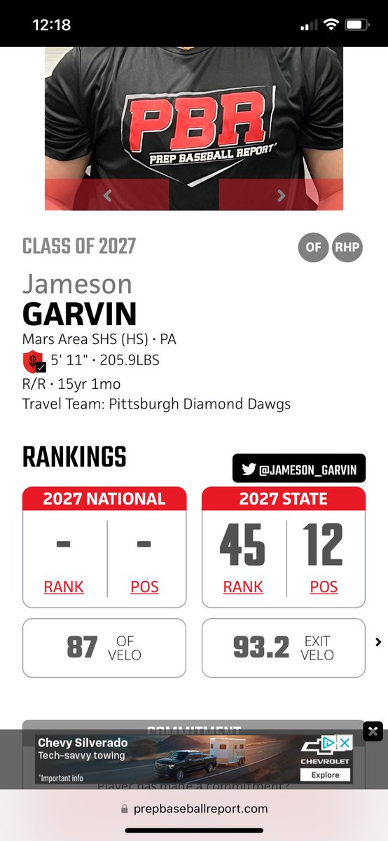 Grateful to be ranked among the top players in the state of PA <a href="/PrepBaseballPA/">Prep Baseball Pennsylvania</a> <a href="/DanCevette/">Dan Cevette</a>